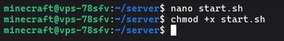 Setting executable permissions on the start.sh script