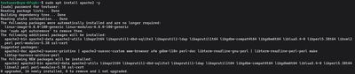 Running sudo apt install apache2 -y to start Apache installation