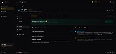 VoxiShield Firewall Overview Dashboard in the VoxiHost dashboard