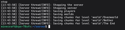 Shutting down the Minecraft server safely using the stop command