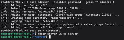 Creating a dedicated 'minecraft' user to safely host the 1.19 server
