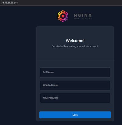 Nginx Proxy Manager Login Screen