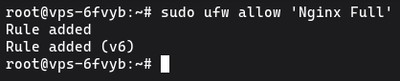 Uruchamianie sudo ufw allow 'Nginx Full' aby otworzyć port HTTP 80 i HTTPS 443 przez UFW na Ubuntu