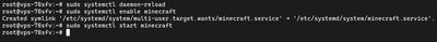 Enabling and starting the minecraft systemd service in terminal