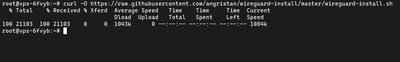 Downloading the Angristan WireGuard auto-install script from GitHub using curl on Ubuntu VPS