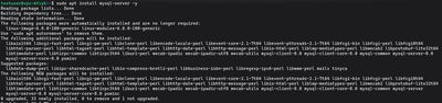 Running sudo apt install mysql-server -y to start MySQL installation