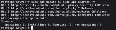 Uruchamianie sudo apt update i apt upgrade -y na Ubuntu w celu aktualizacji systemu przed instalacją VPN WireGuard