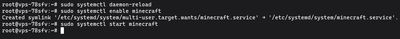 Enabling and starting the minecraft systemd service in the terminal