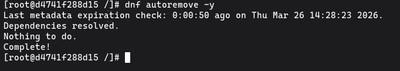 Running sudo dnf autoremove on CentOS Stream to remove unused packages