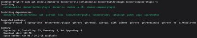 Running sudo apt install docker-ce docker-ce-cli containerd.io docker-compose-plugin on Ubuntu