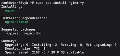 Uruchamianie sudo apt install nginx -y na Ubuntu aby zainstalować serwer WWW Nginx z apt