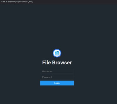Ekran logowania do panelu FileBrowser