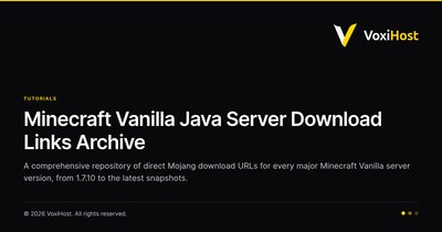 Minecraft Vanilla Java Server Download Links Archive