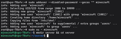 Creating a dedicated 'minecraft' user to safely host the legacy server