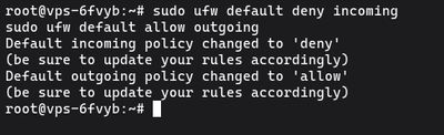 Setting UFW default policy to deny incoming and allow outgoing on Ubuntu Linux