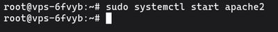 Running sudo systemctl start apache2 to start the Apache web server on Ubuntu or Debian