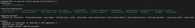 Terminal showing installation of OpenJDK 21 on Ubuntu/Debian