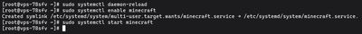 Enabling and starting the minecraft systemd service in terminal