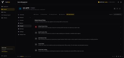 Managing GeoIP and ASN Global Inbound filters in the VoxiHost dashboard