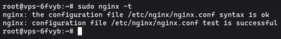 Uruchamianie sudo nginx -t aby przetestować składnię konfiguracji Nginx przed przeładowaniem serwera WWW na Ubuntu