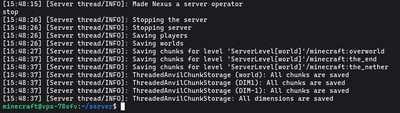 Safely shutting down the Minecraft 1.19.2 server using the stop command