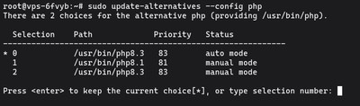Running sudo update-alternatives --config php to interactively select the default CLI PHP version on Ubuntu