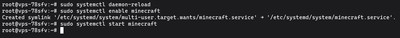 Enabling and starting the minecraft systemd service in the terminal