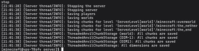 Safely shutting down the Minecraft 1.19.2 server using the stop command