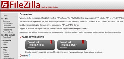 Downloading FileZilla Client installer from the official filezilla-project.org website for SFTP connection