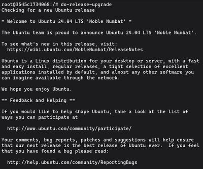 Running sudo do-release-upgrade on Ubuntu to upgrade from one major release to the next, for example 22.04 to 24.04