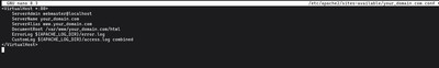 Creating a new Apache virtual host configuration file with nano for a custom domain on Ubuntu