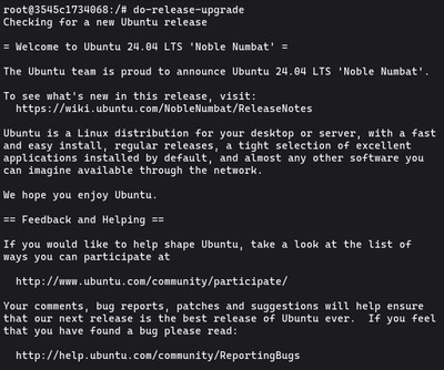 Running sudo do-release-upgrade on Ubuntu to upgrade from one major release to the next, for example 22.04 to 24.04