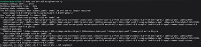 Uruchamianie sudo apt install mysql-server -y aby rozpocząć instalację serwera bazy danych MySQL na Ubuntu