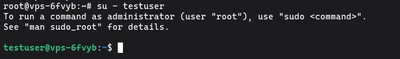 Using su command in Ubuntu to switch user accounts and test new user access