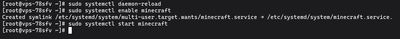 Enabling and starting the minecraft systemd service in the terminal