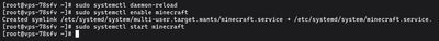 Enabling and starting the minecraft systemd service in the terminal